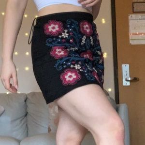 Francesca’s Black Embroidered Skirt